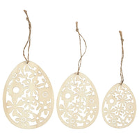 Wooden Ornaments, Eggs, Set of 3