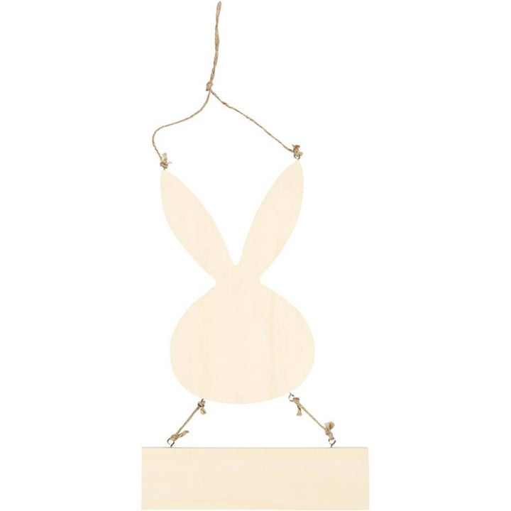 Wooden Rabbit Cutout with Chalkboard for Decorating