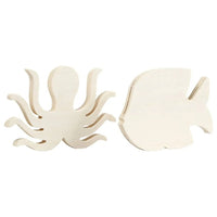 Wooden Sea Creature Figures, Octopus and Fish, Set of 2
