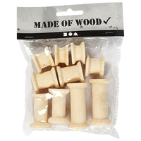 Wooden Spools, Set of 10 / Various Sizes