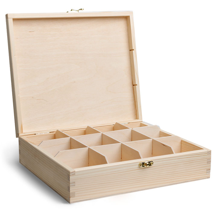Wooden Tea Box / 12 Compartments