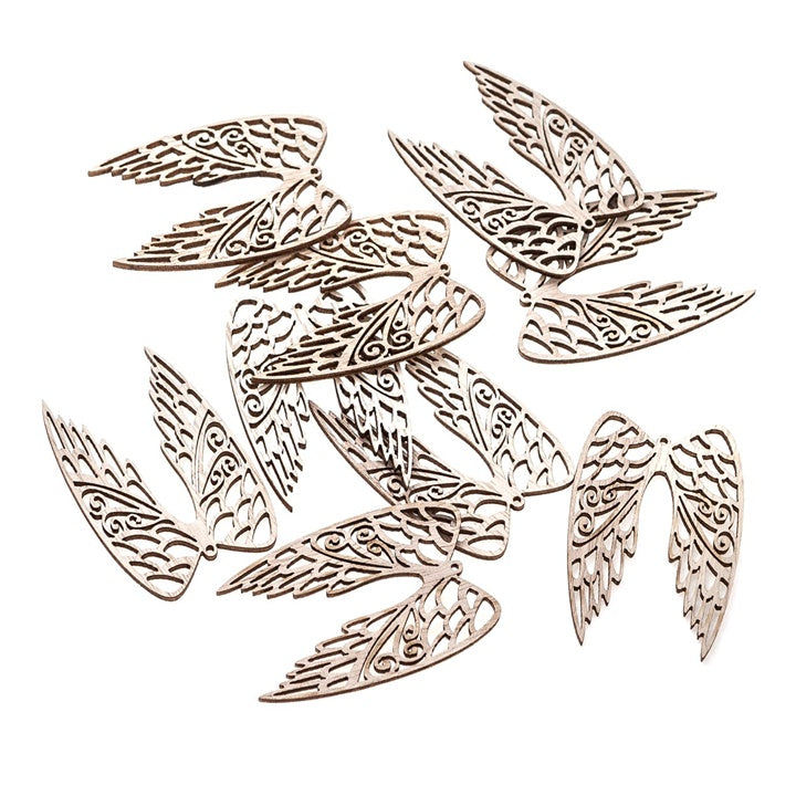 Wooden Wings, 6 cm, Set of 9