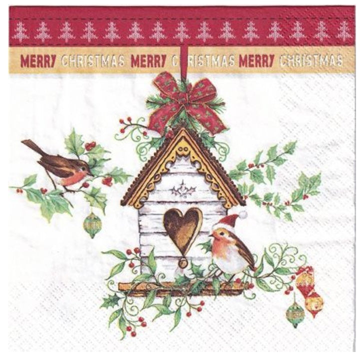 Xmas Bird House Decoupage Napkins - 1 pc