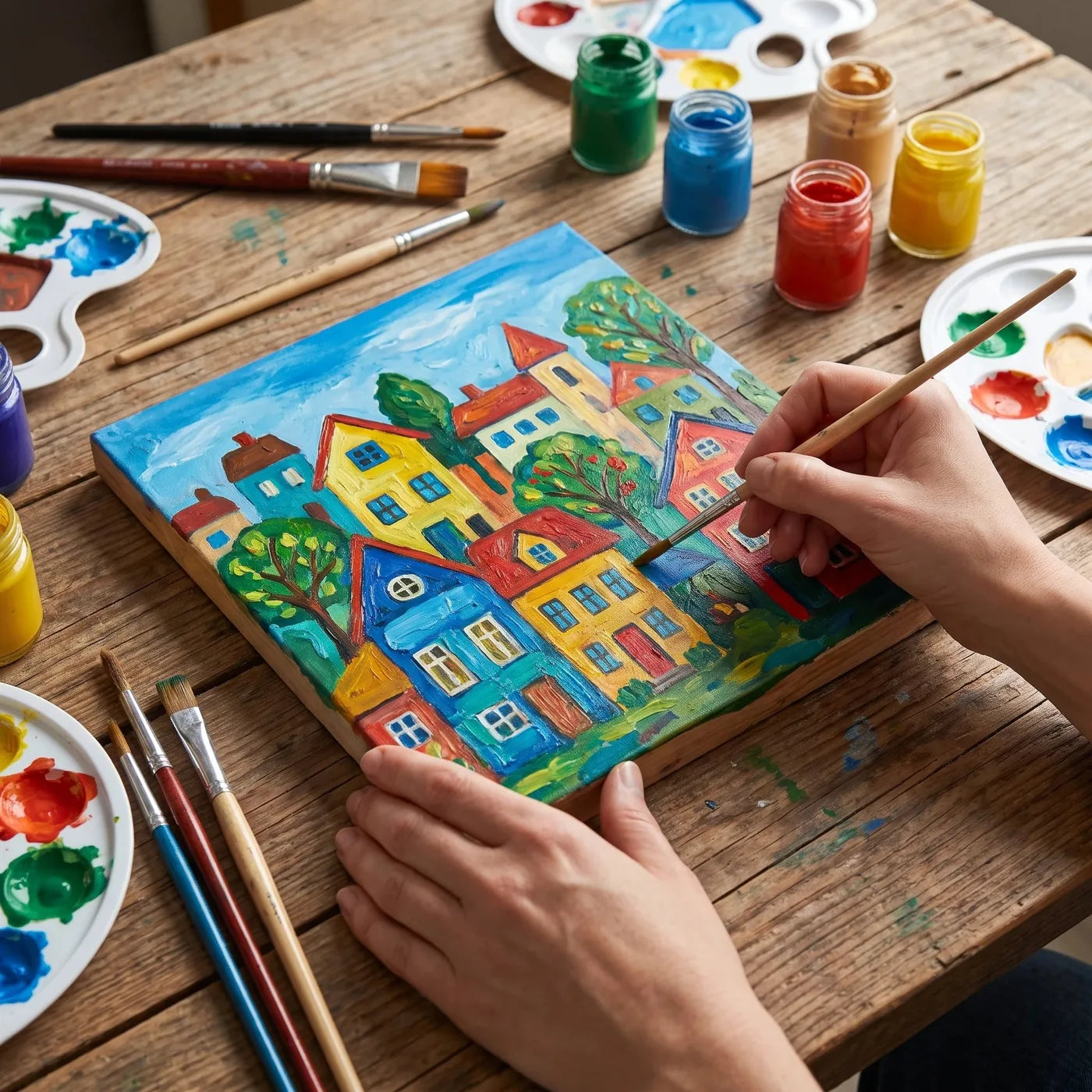 A motif painted on wood with ARTMIE Cacadu paint