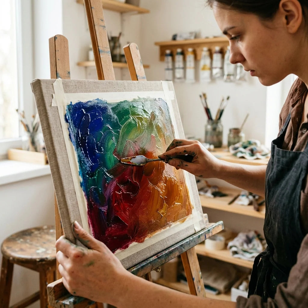 Oil paint mixing study