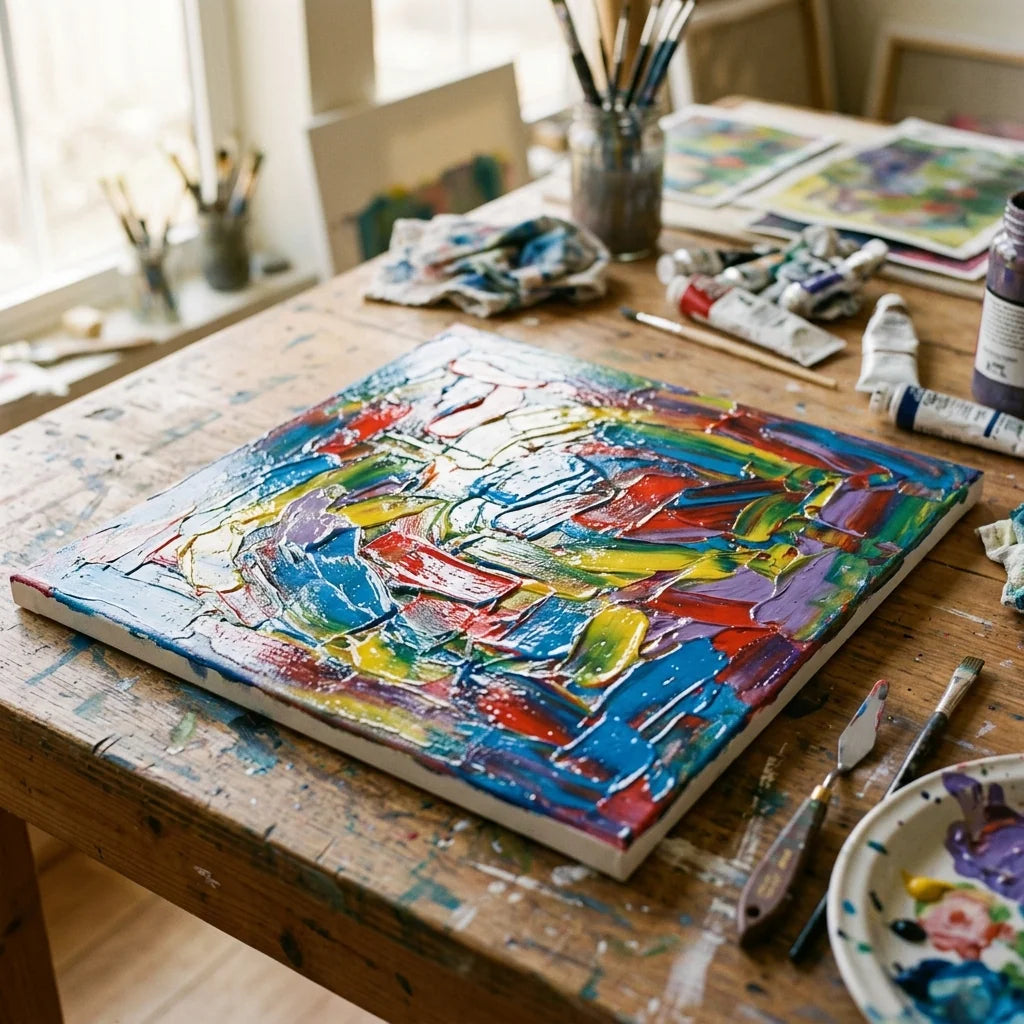 Freshly Painted Canvas Drying