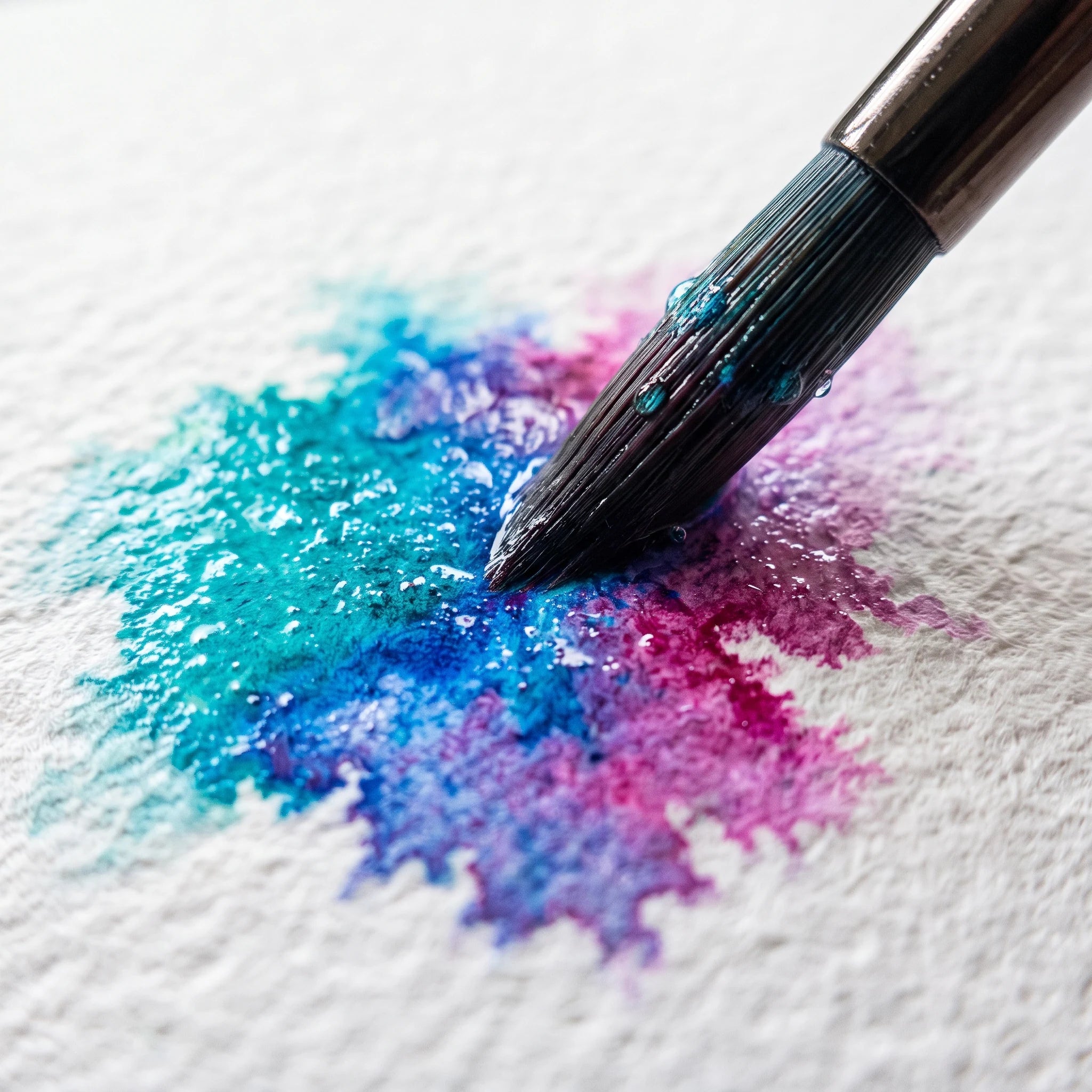 Applying Watercolor Paint to Watercolor Paper — Close-Up