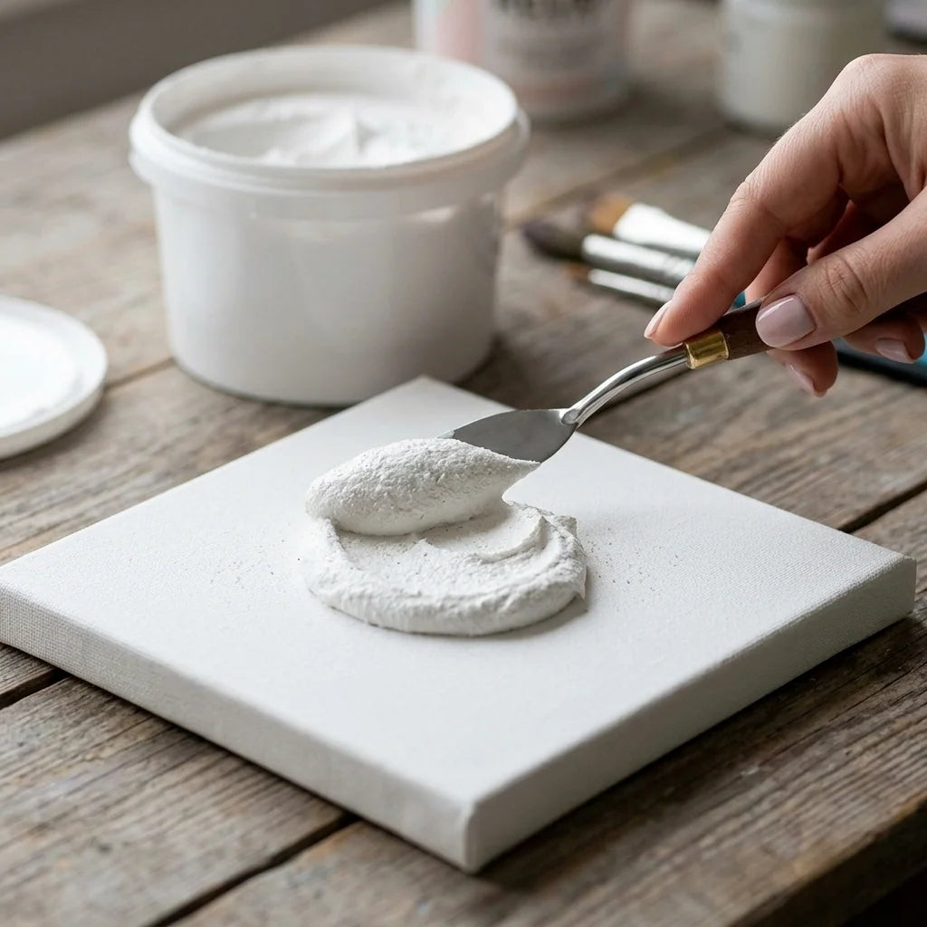 Applying 3D paste to canvas with a palette knife