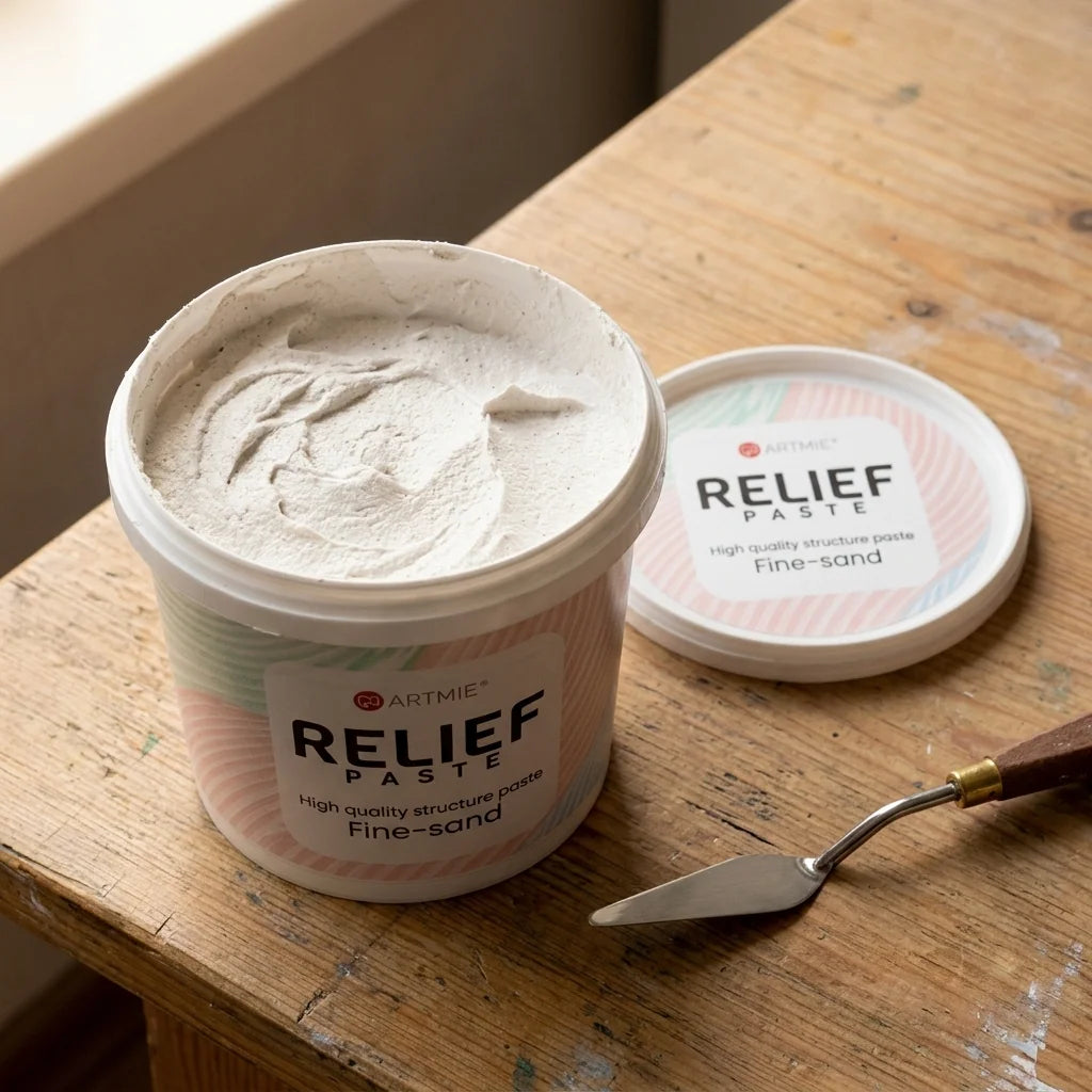 Open ARTMIE Relief Paste container, showing the sandy texture of the paste inside