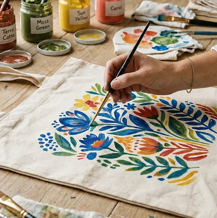 Decorating fabric with fabric paints