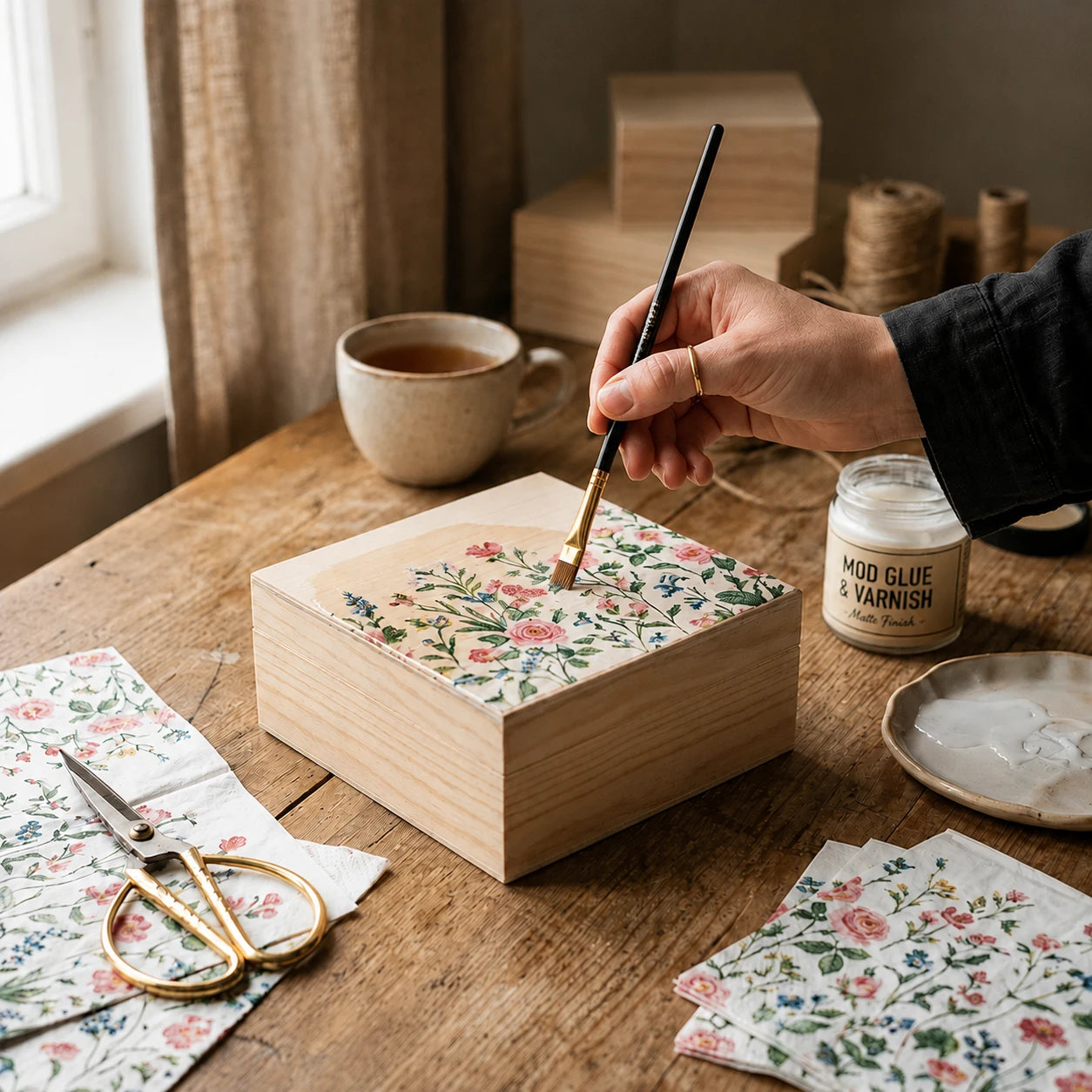 Brush in the decoupage technique