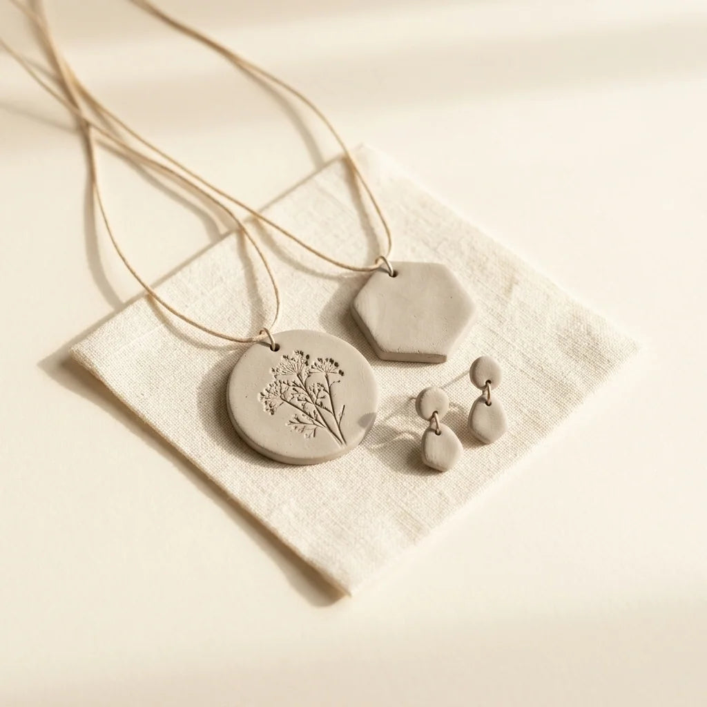 Jewelry made from Clay with me modeling clay — pendants and earrings
