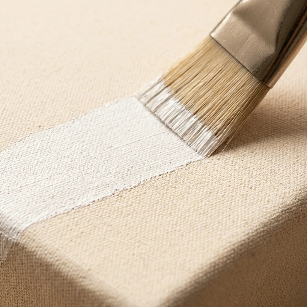 Unbleached Cotton Texture of ECO Canvas — Priming with White Gesso