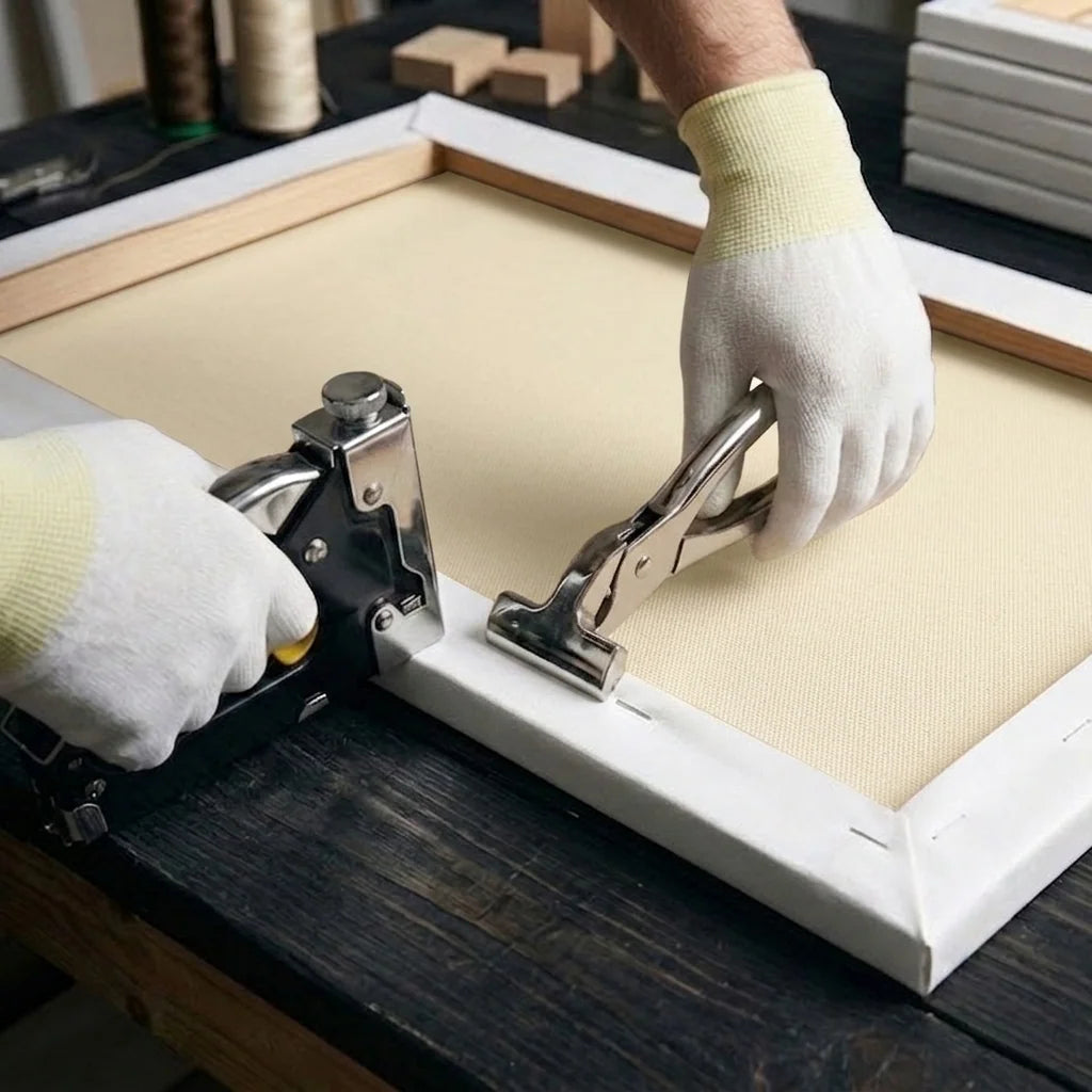 Stretching ECO Canvas — Unbleached Cotton on a Wooden Frame
