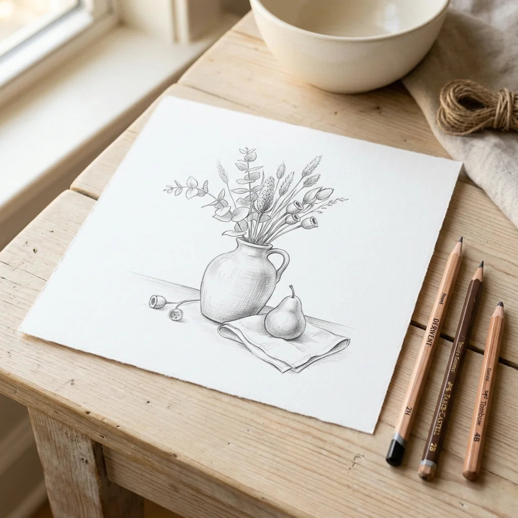 Pencil sketch protected against smudging