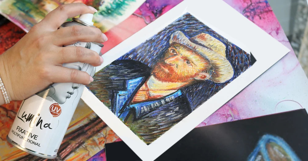 Fixing a pastel drawing with ARTMiE Lumina fixative spray