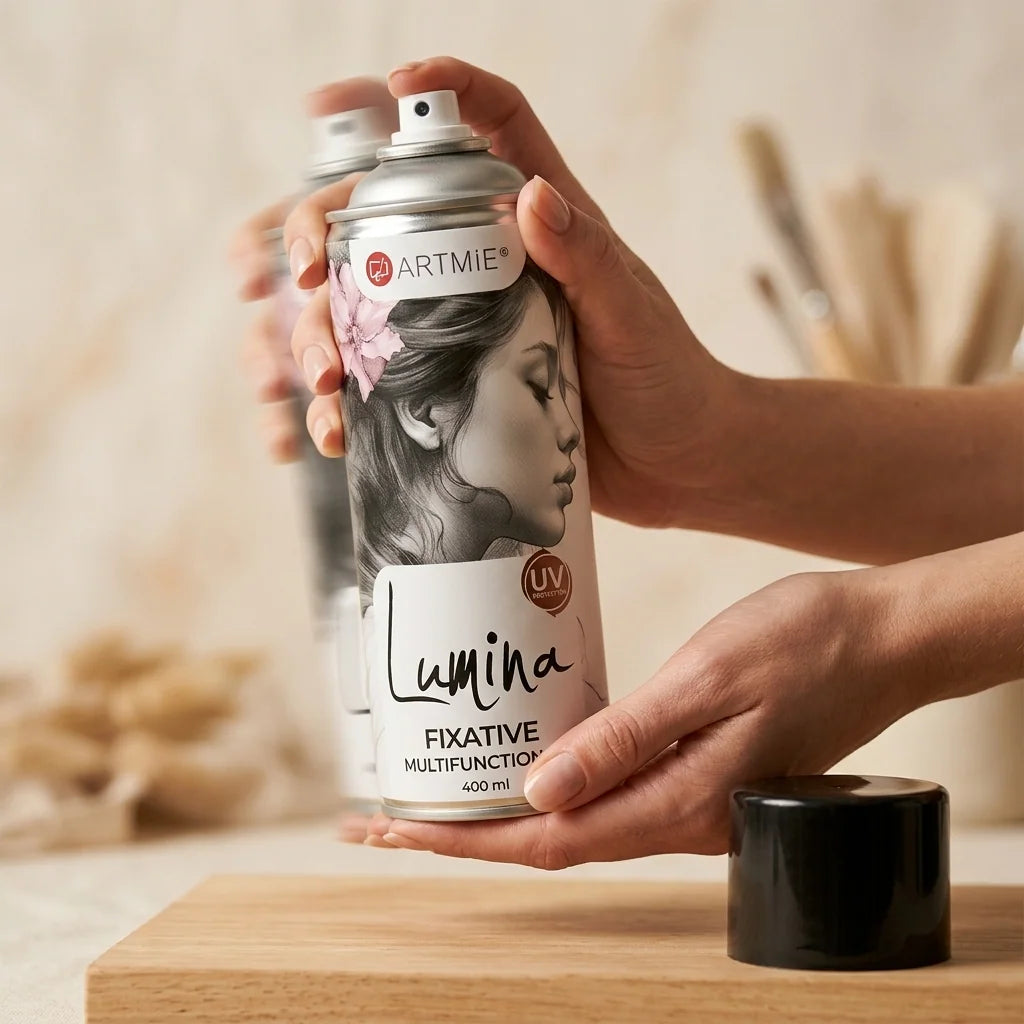 Shaking the fixative spray can before use