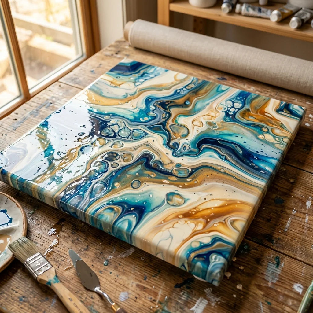 Smooth color transitions in a fluid painting