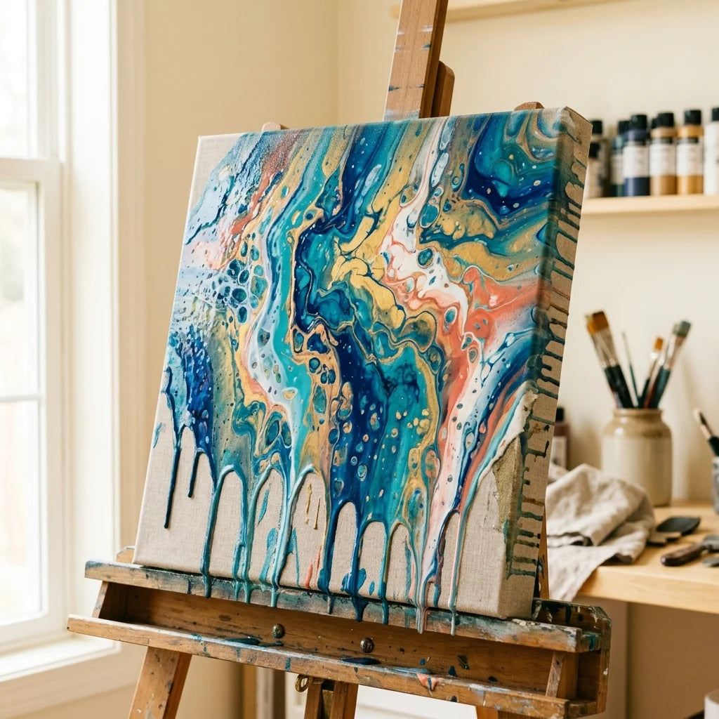 Paint flowing over the edges of a canvas