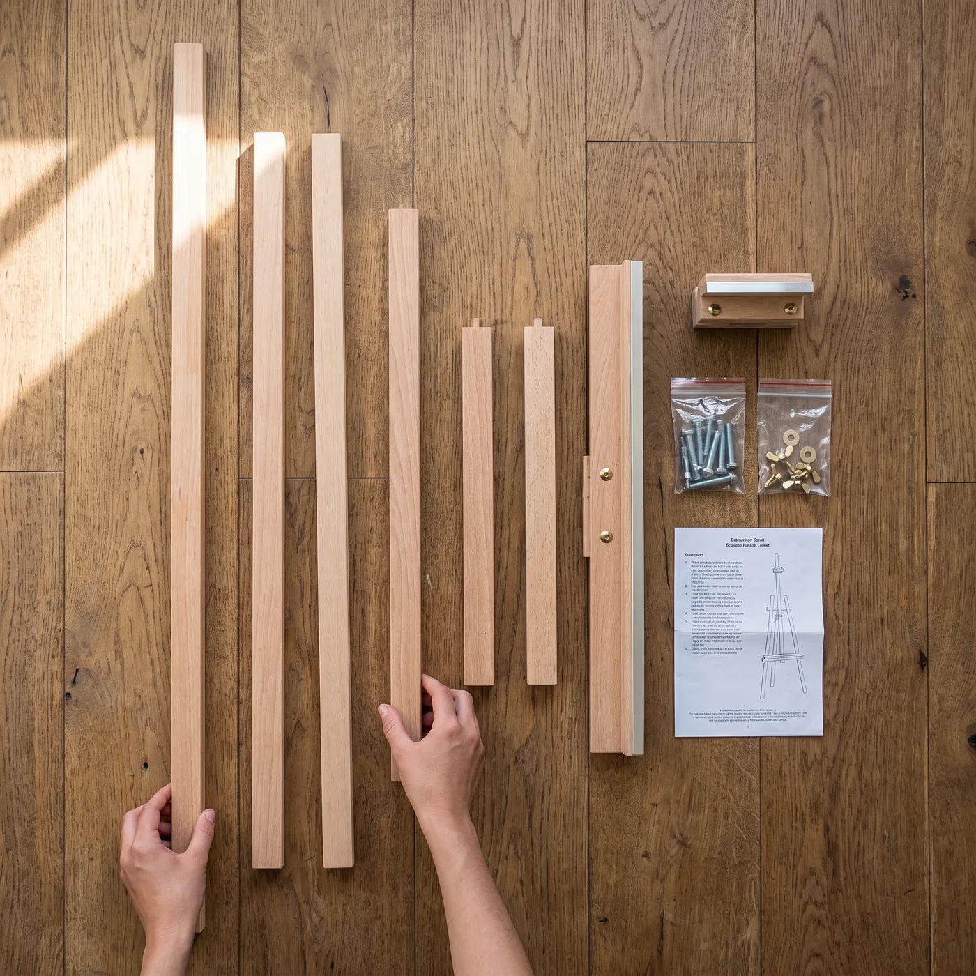 Unpacking the parts of the MY HOME Studio Easel